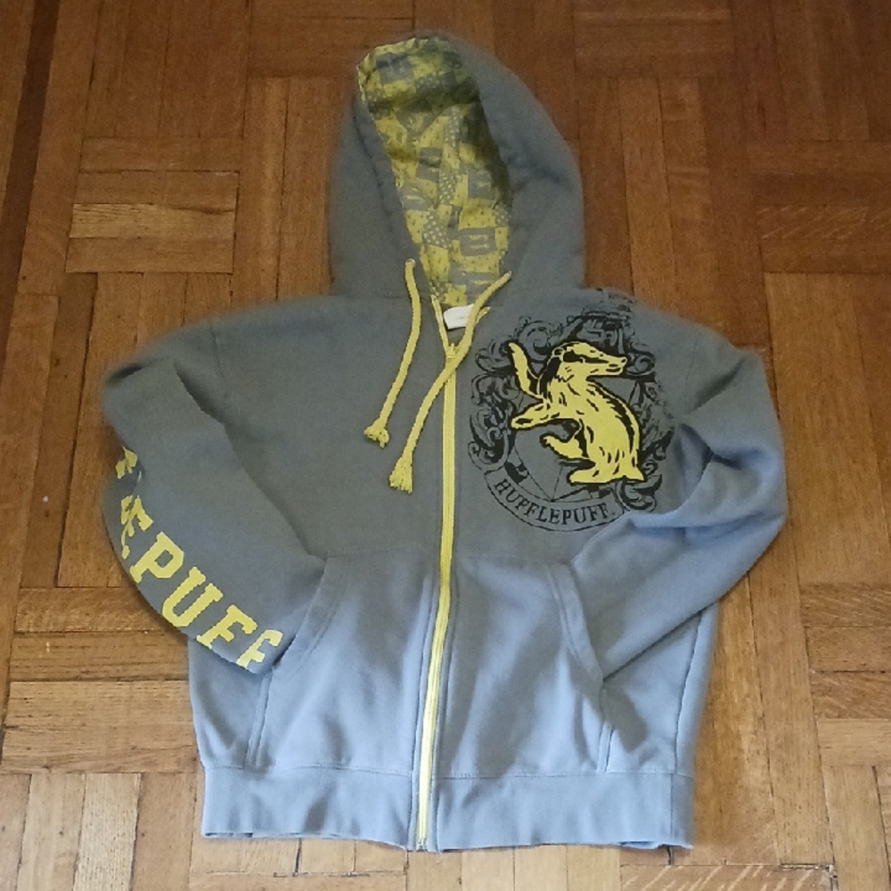 Gray Hufflepuff Hoodie with Yellow Accents
